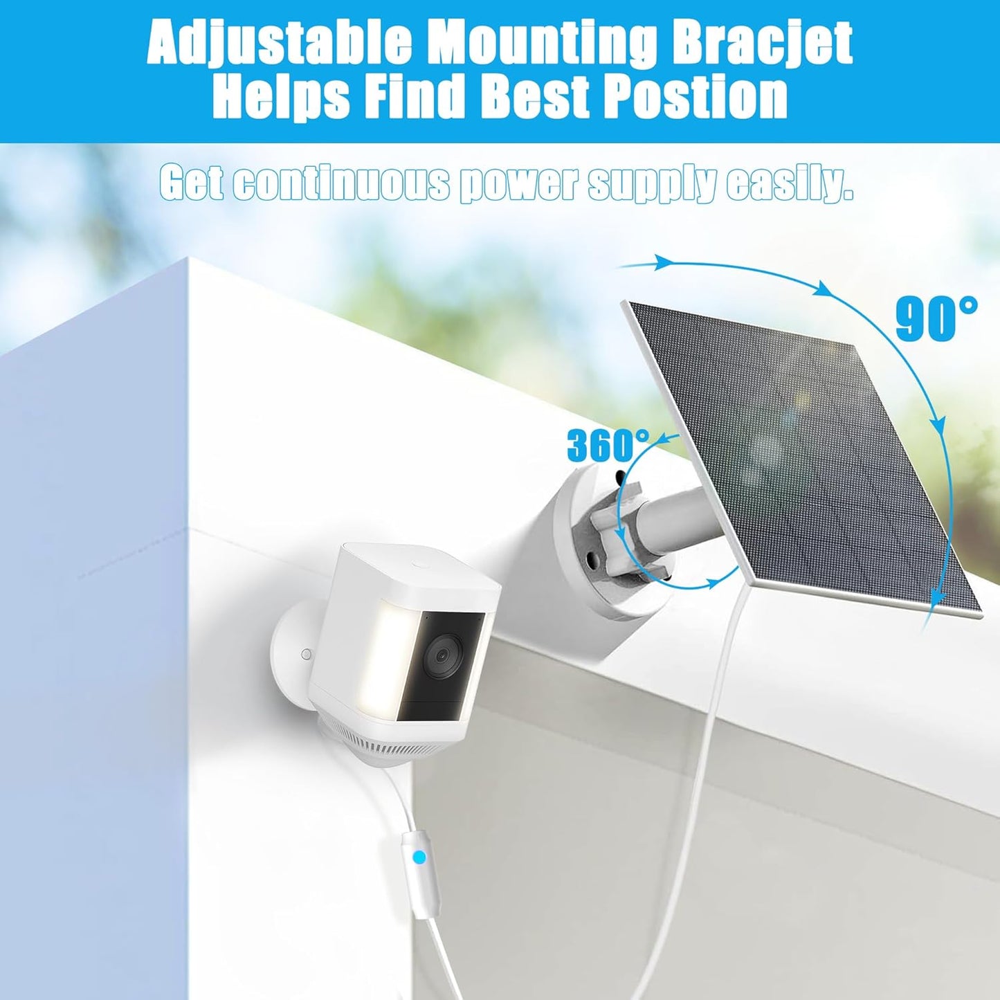 (Brand New) 6W Solar Panel for Ring Spotlight Cam / Stick Up Cam – Fast Charge & Weatherproof