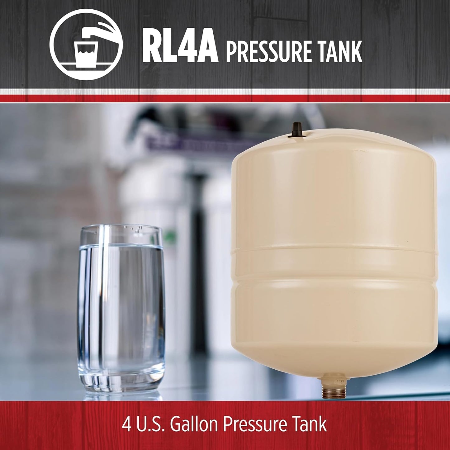 (Excellent) Red Lion RL4A - 4.5gal Inline Pre-Charged Pressure Tank for Well Pumps, 3/4 Inch MNPT System