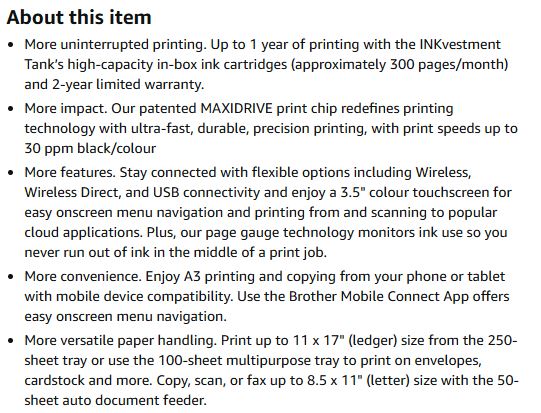 (New Open Box) Brother MFC-J5855DW Wireless A3 Color Inkjet Printer – All-in-One | Refillable Ink