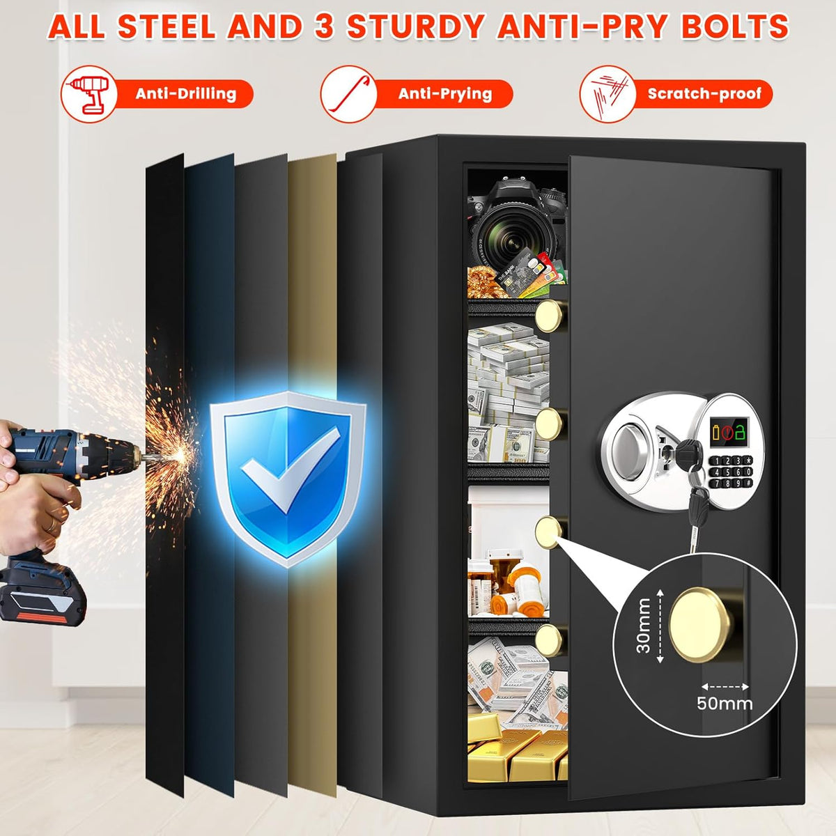 (New Open Box) 4.5 cu ft Safe Box Fireproof Waterproof with A4 Firepro ...