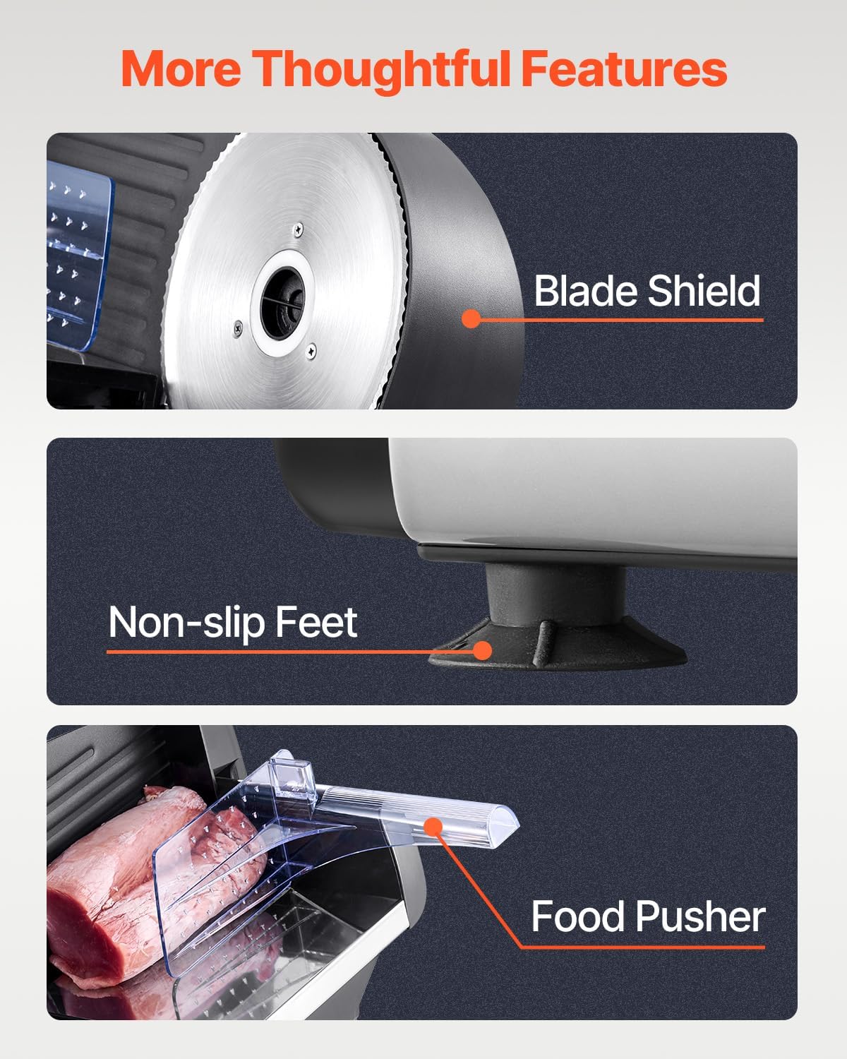 (New Open Box) VEVOR 7.5" Electric Meat Slicer | 180W • Adjustable 0–0.6" • Dual SUS420 Blades