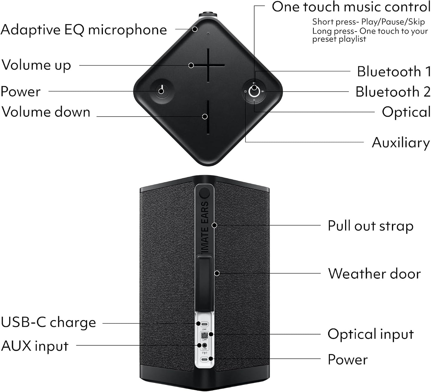 (New Open Box) Logitech Ultimate Ears HYPERBOOM Portable Wireless Speaker | Black