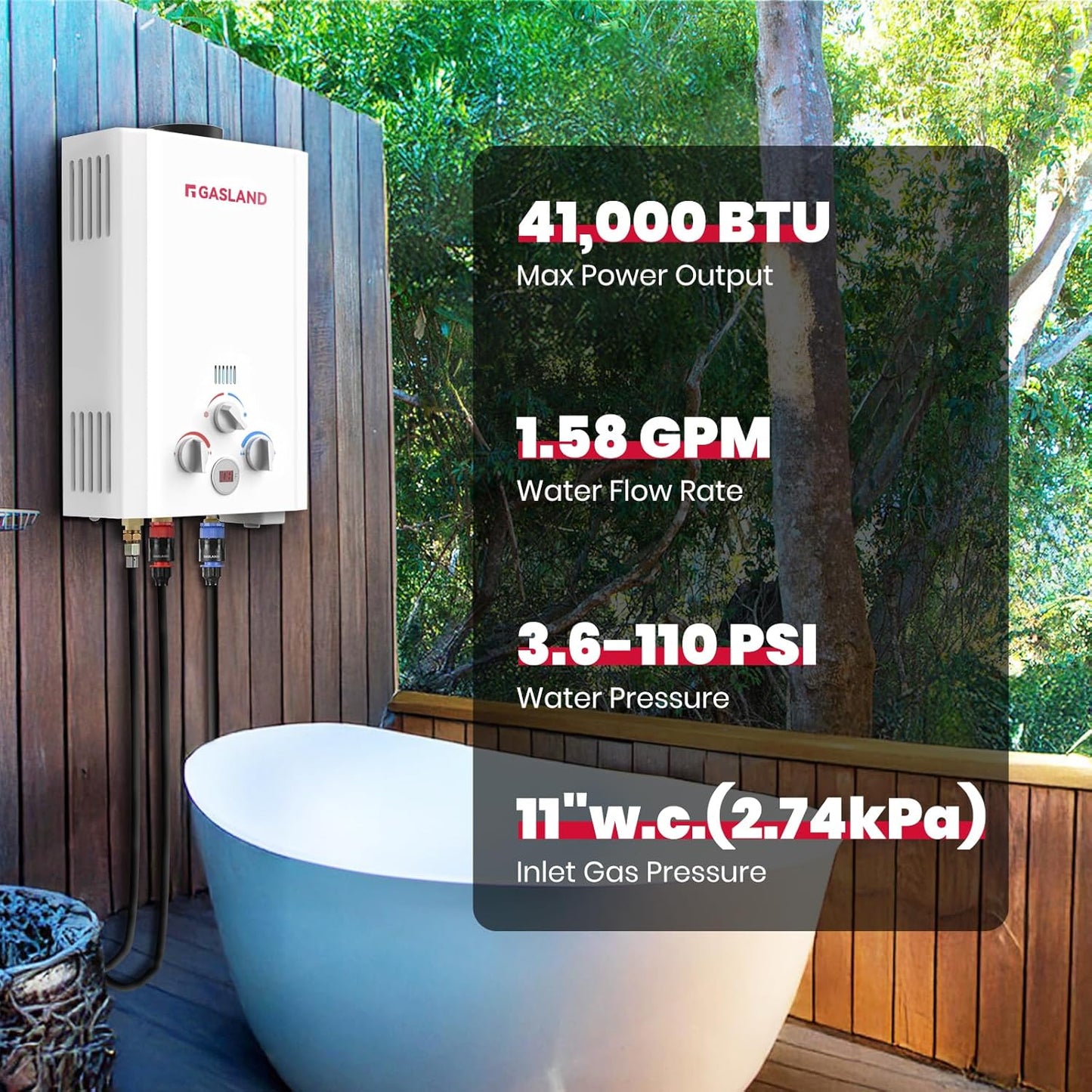 (Excellent) Tankless Water Heater, Gasland BE158 1.58GPM 6L Outdoor Portable Gas Water Heater, White