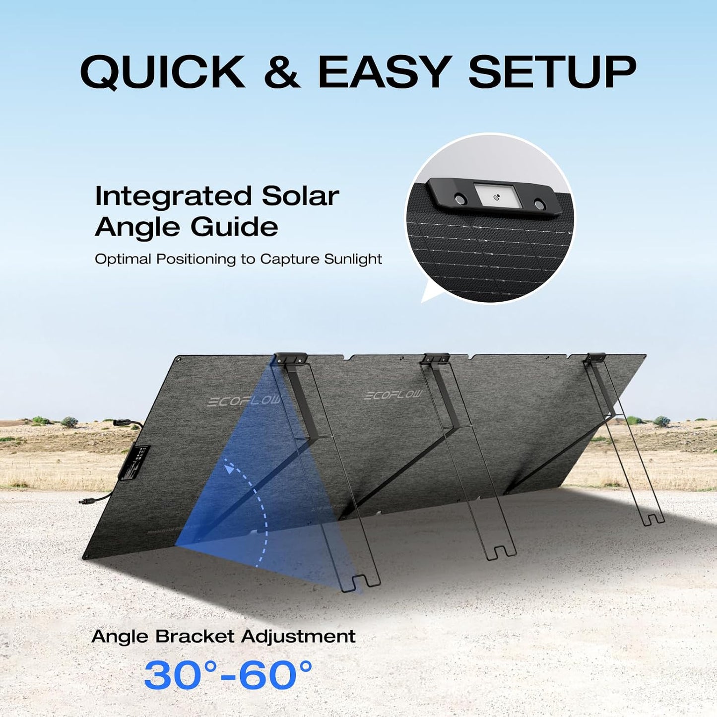 (New Open Box) EF ECOFLOW 220 Watt Foldable Portable Solar Panel, Up to 25% Energy Conversion Efficiency, Adjustable Kickstand, IP68 Waterproof, Durable Solar Panel for Camping, RVing, Home Backup