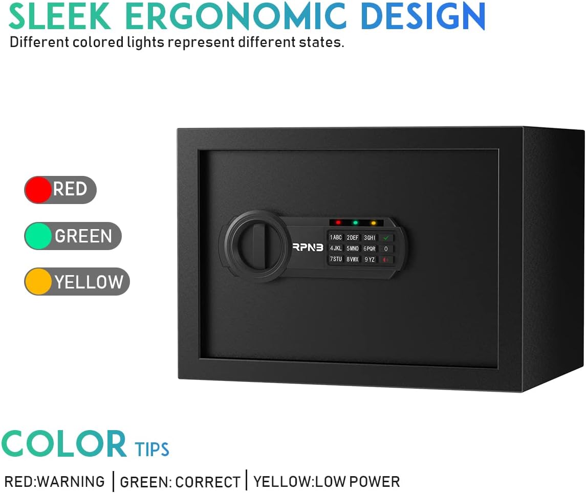 (New Open Box) RPNB Deluxe Safe and Lock Box, Digital Keypad Safe Box,Steel Alloy Small Safes, 0.5 Cubic Feet