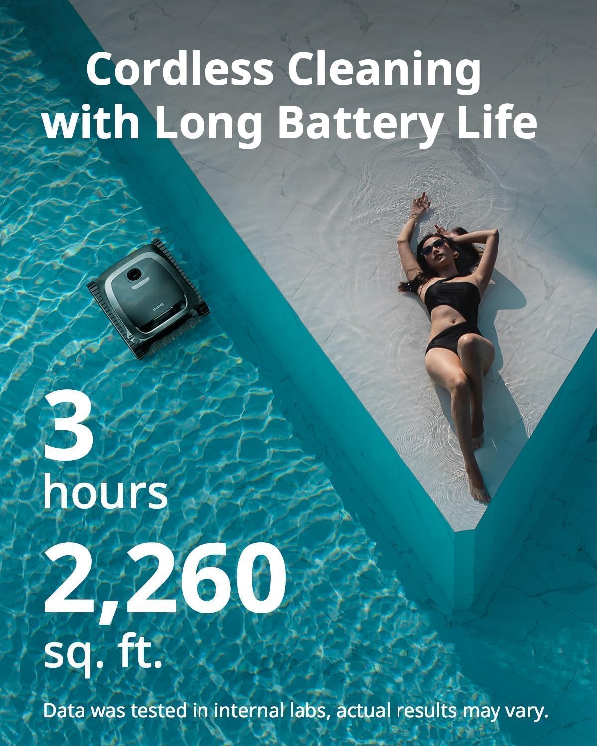 (Excellent) Beatbot AquaSense Cordless Robotic Pool Vacuum Cleaner - Intelligent Path Opimization, Cleans Floor, Walls, and Waterline - Suitable for Above & In-Ground Pools up to 2,260 sq.ft.