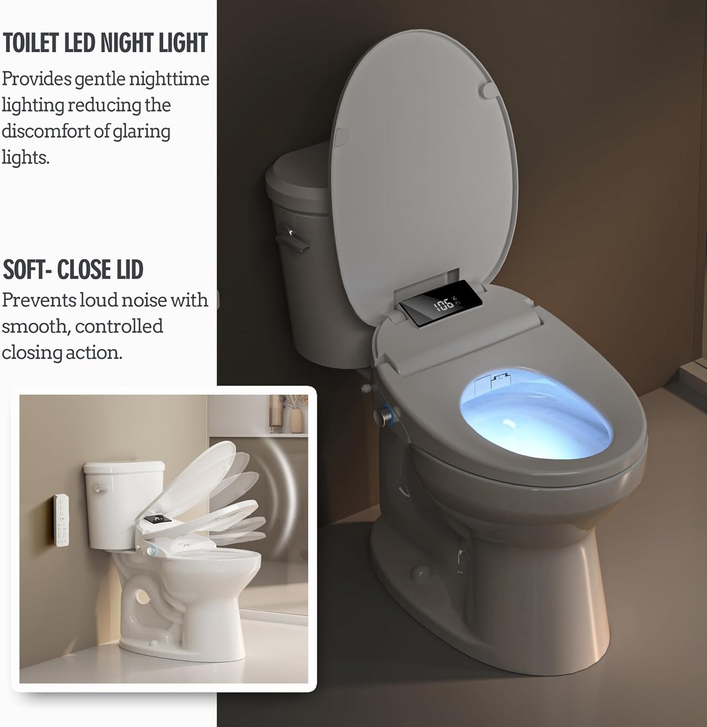 (New Open Box)  Heated Bidet Toilet Seat w/ Remote – Warm Water, Dryer, Night Light!