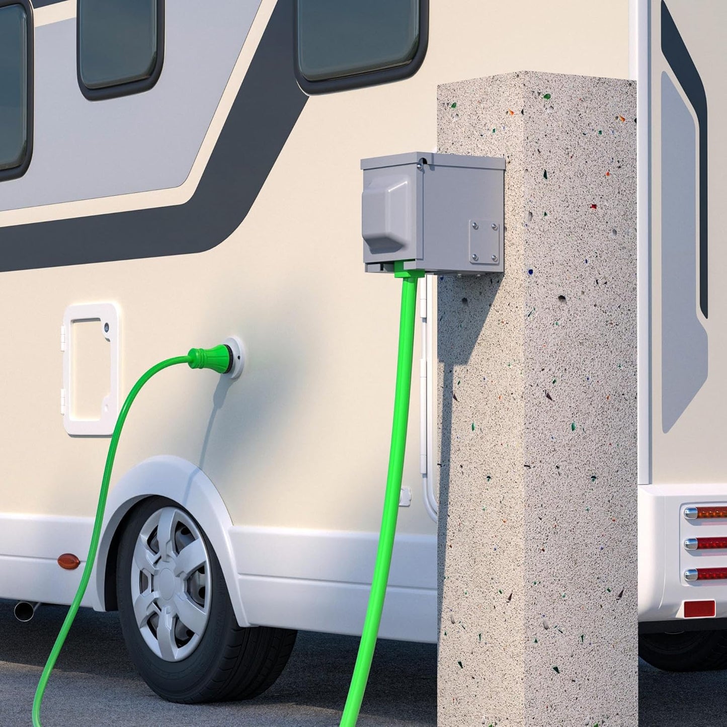 (New Open Box) Richeer 50A RV Extension Cord – 50ft | 14-50P to SS2-50R • Heavy-Duty • Locking Connector •