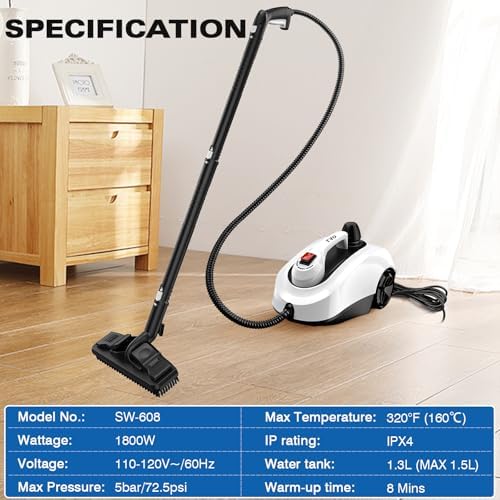 (Brand New) TVD Steam Cleaner, Heavy Duty Canister Steamer with 26 Accessories, Steam Mop (White)