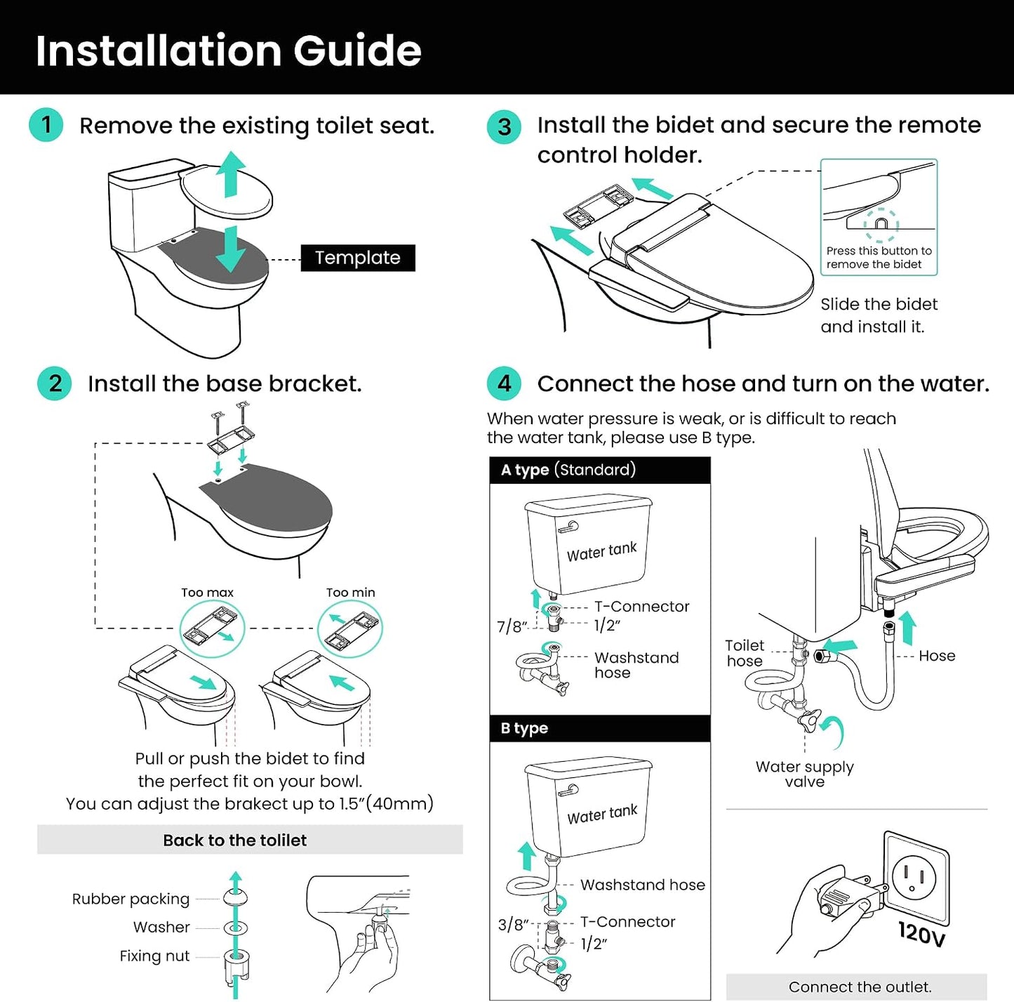 (New Open Box) VOVO VB-6000SE Elongated Bidet Toilet Seat – Heated Seat | Warm Water | Dryer & LED Light