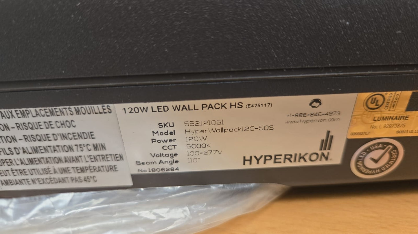 (New Open Box) Hyperikon 120W LED Outdoor Wall Pack – Integrated LED | 5000K Daylight | Energy Efficient