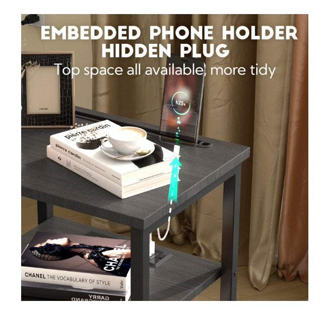 (New Open Box) LOAKEKEL End Table Set of 2 | Black Side Tables for Living Room & Bedroom | HET033BK