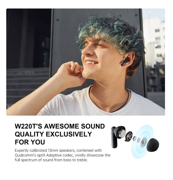 (Excellent) Edifier W220T True Wireless Earbuds Bluetooth V5.3 Semi-in-Ear Earphones with Mic