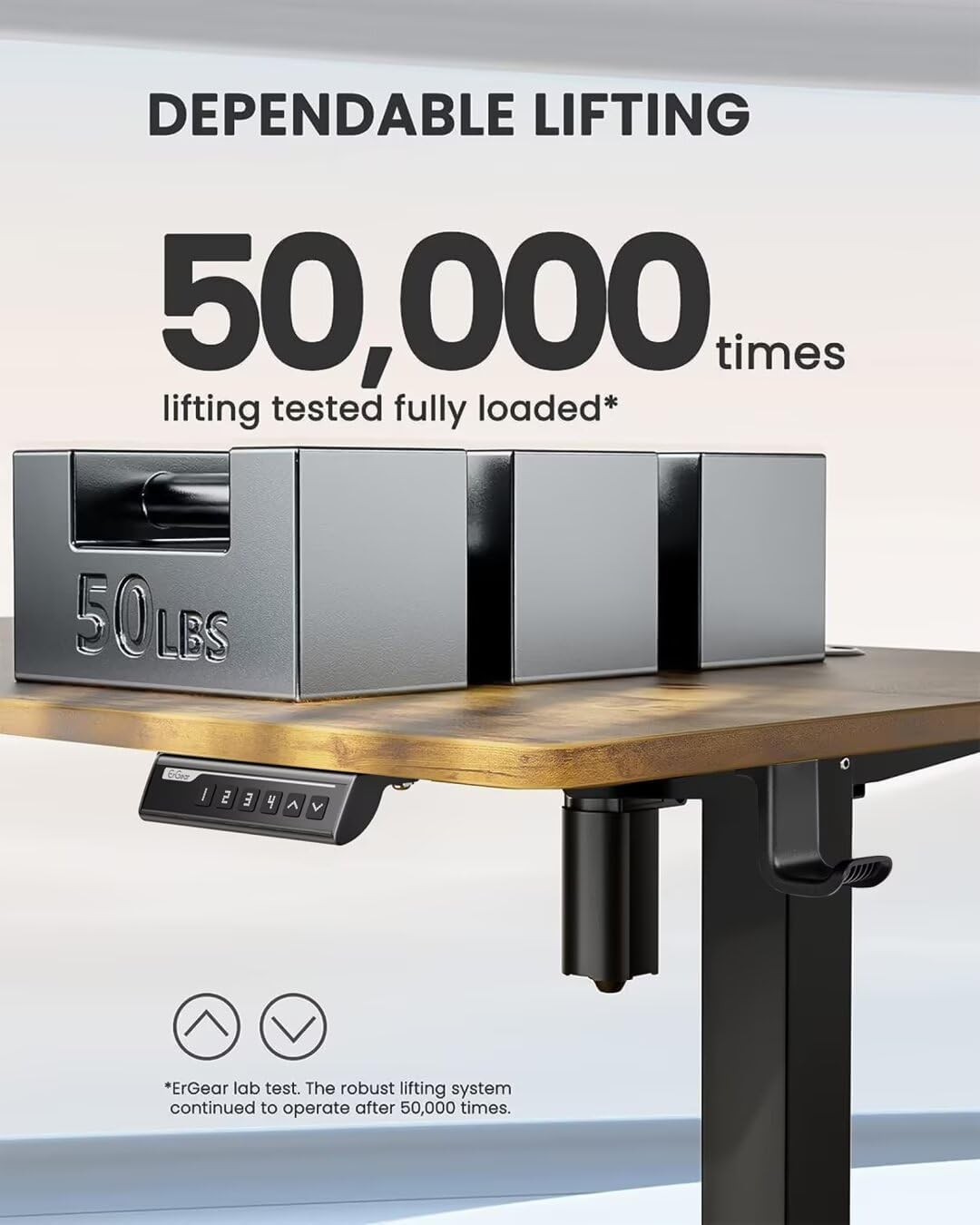 (New Open Box) ErGear Electric Standing Desk, 48‘’x24‘’ Height Adjustable Sit Stand up Desk, 4 Memory Computer Home Office Desk Standing Table with Splice Board (Vintage Brown)