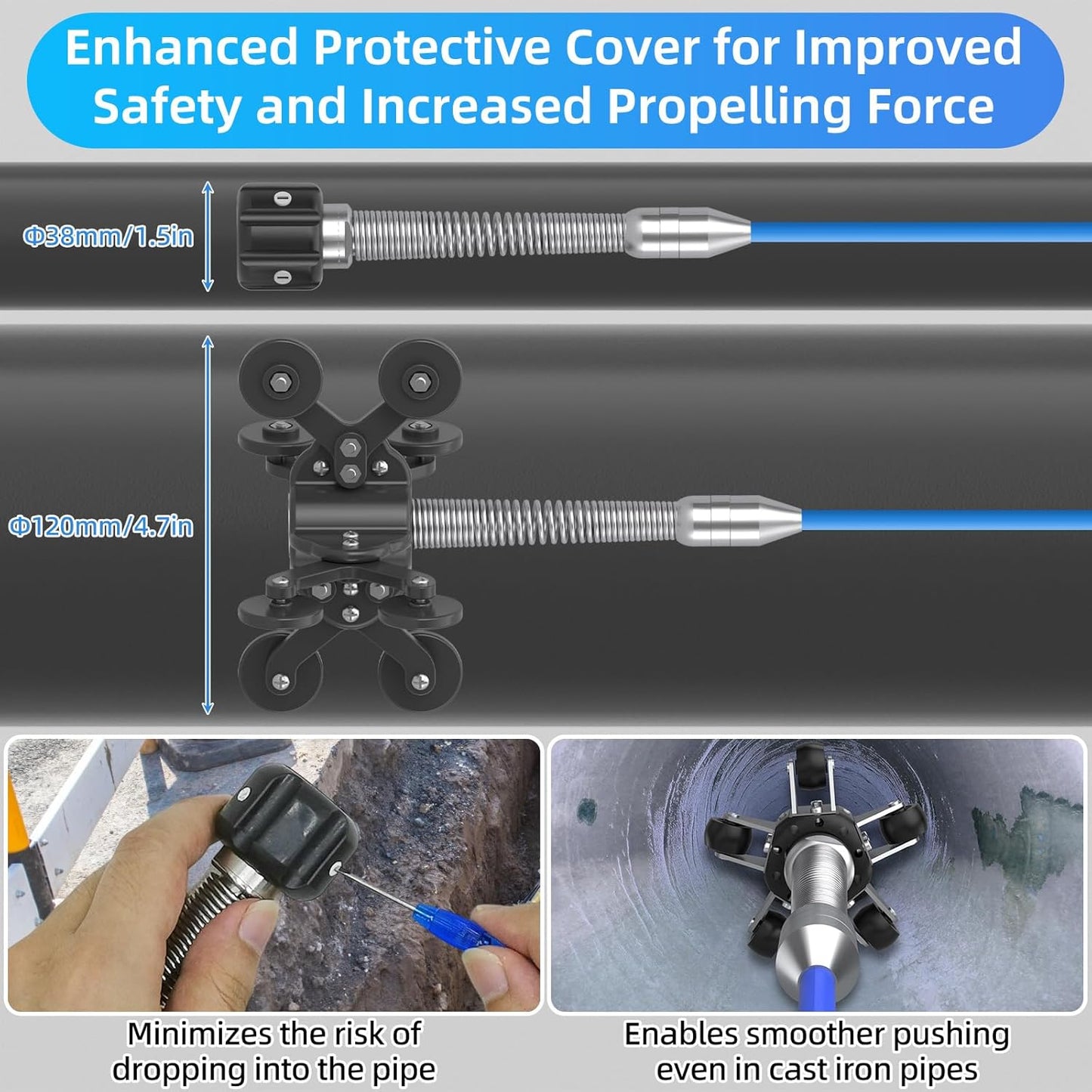 (New Open Box) Sanyipace Drain Camera 100FT/30M, 23mm/0.9in FHD Sewer Inspection Camera, 5X Zoom, Distance Counter, 9" IPS Screen, DVR & Voice Recorder, 16GB Card, for Sewer Line, Pipe, Duct, Plumbing, Plumber, Home