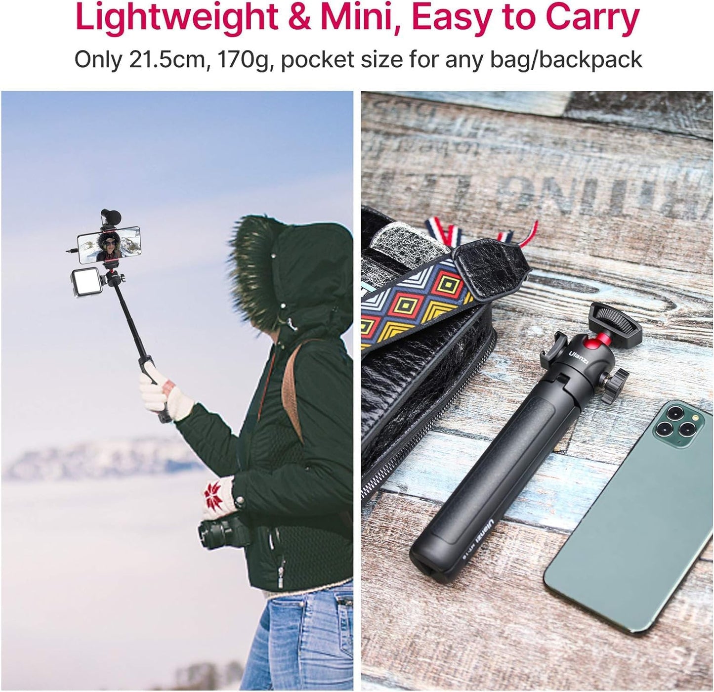 (excellent) ULANZI Extendable Tripod mt-16 & Led video light VL49 2000mAh