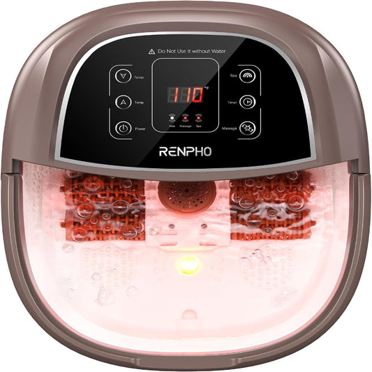 (New Open Box) RENPHO Foot Spa Bath Massager, Motorized Massage, Fast Heating, and Powerful Bubble Jets, Automatic Shiatsu Massaging Rollers, Pedicure for Tired Feet