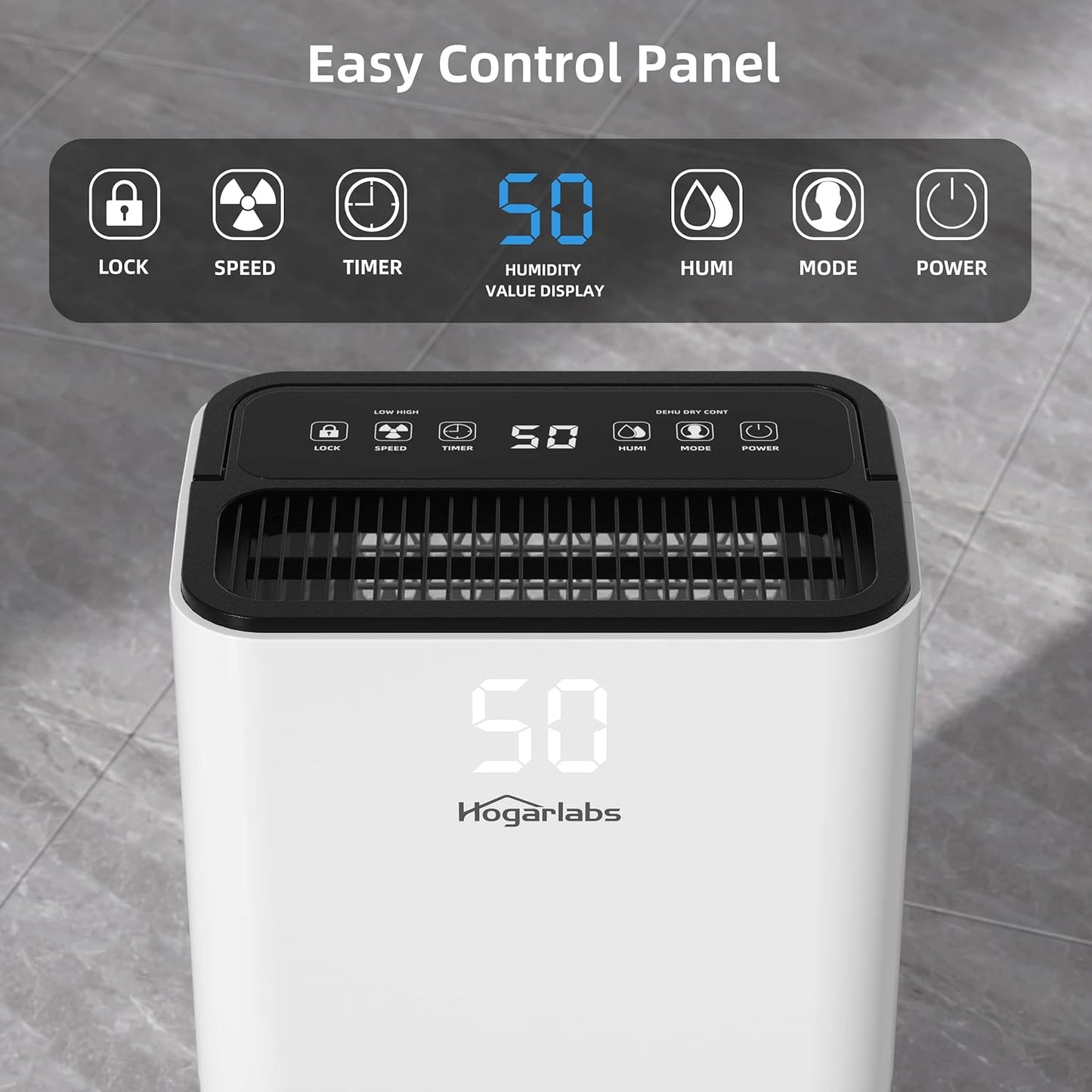 (New Open Box) HOGARLABS 3500 Sq Ft 50 Pint Dehumidifier for Home Basements Bathroom Bedroom | Dehumidifiers