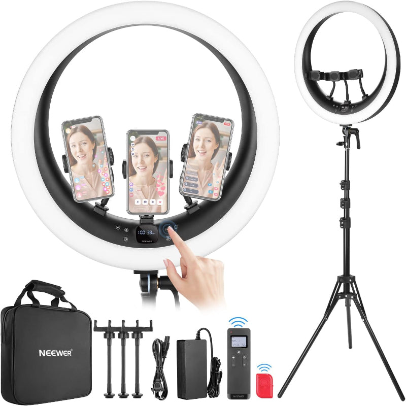 (New Open Box) NEEWER Ring Light RP19H 19 inch with Tripod Stand, 2.4G Touch Control Ringlight