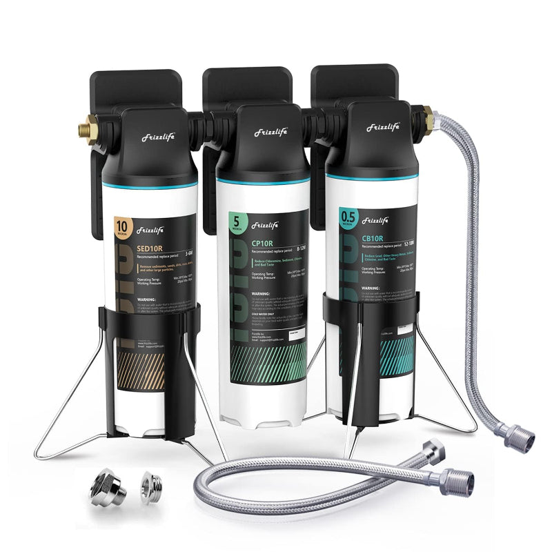 (New Open Box) Frizzlife TW10 Under Sink Water Filter – 0.5 Micron | NSF 53/42 | Direct Connect