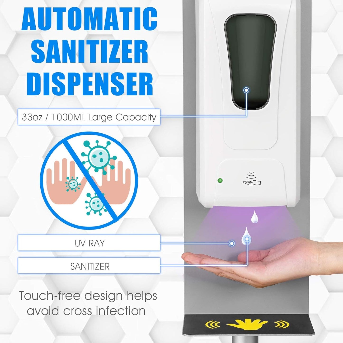 (New Open Box) Automatic Hand Sanitizer Dispenser with Floor Stand, Adjustable Induction Soap Dispenser,