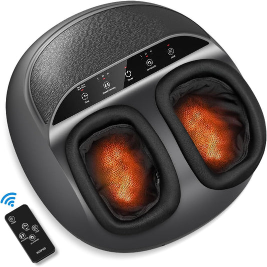(New Open Box) RENPHO Foot Massager for Circulation, Shiatsu Foot Massager with Heat, Deep Kneading Foot Massage for Planter Fasciitis, Neuropathy and Pain Relief, Christmas Gifts for Women Men, Fits Feet up to Men Size 13, Black-Remote