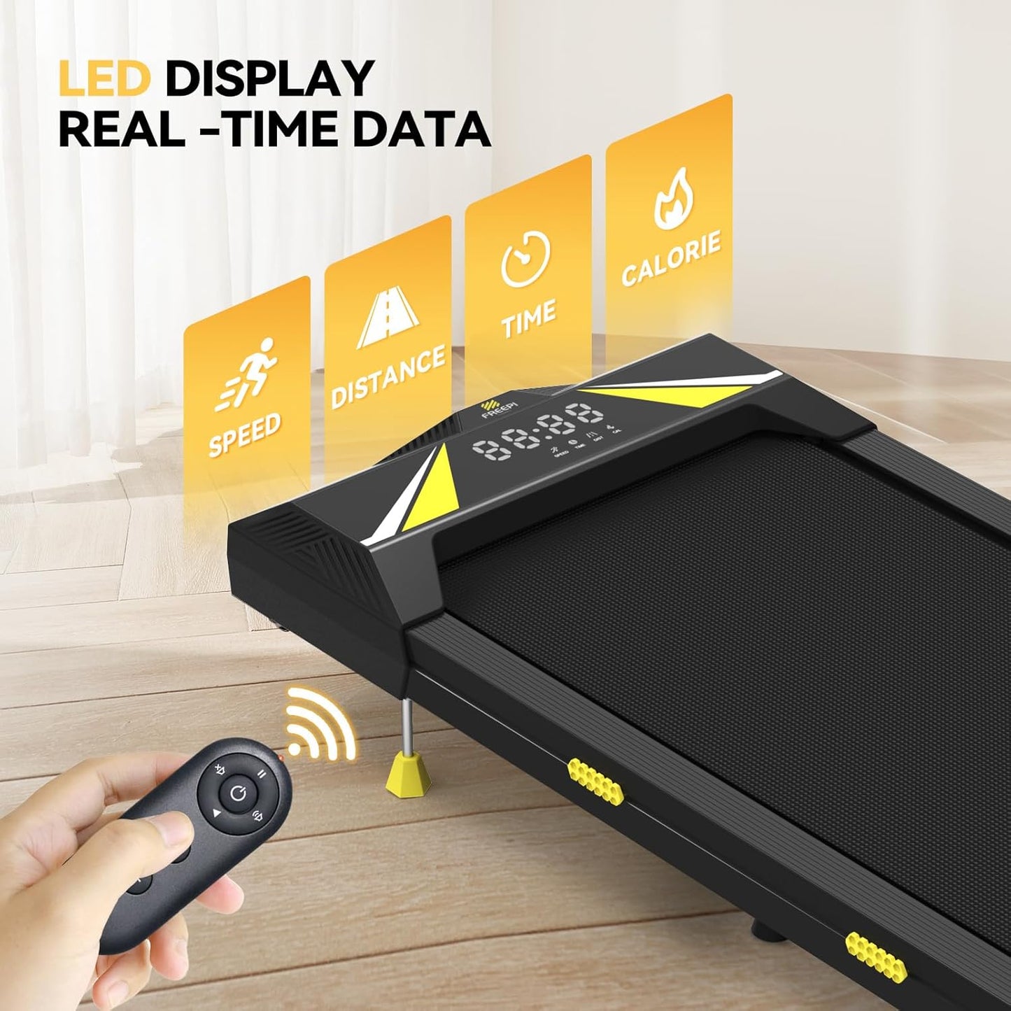 Freepi Walking Pad with Incline, 2.5HP Under Desk Treadmill for Home Office, Remote Control