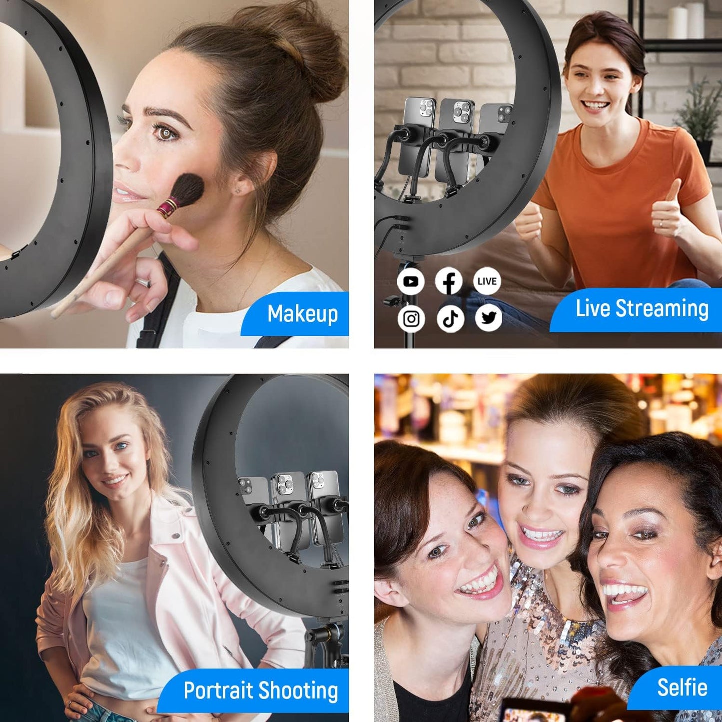 (New Open Box) NEEWER Ring Light RP19H 19 inch with Tripod Stand, 2.4G Touch Control Ringlight