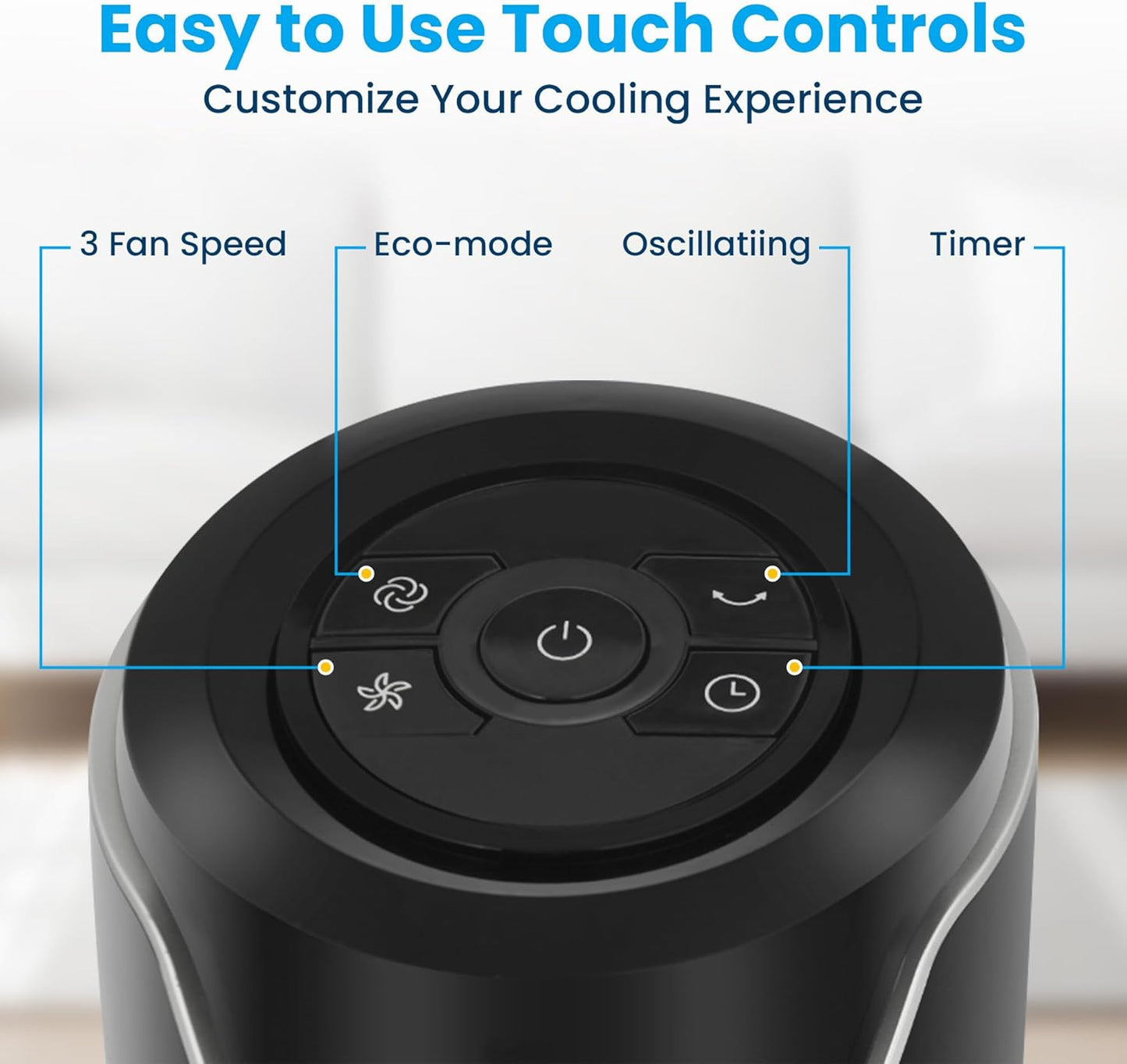 (New Open Box) Senville 42" Oscillating Tower Fan for Bedroom, Remote, Bladeless, Quiet, 3 Modes, 7-Hour Timer, LED Display, Black