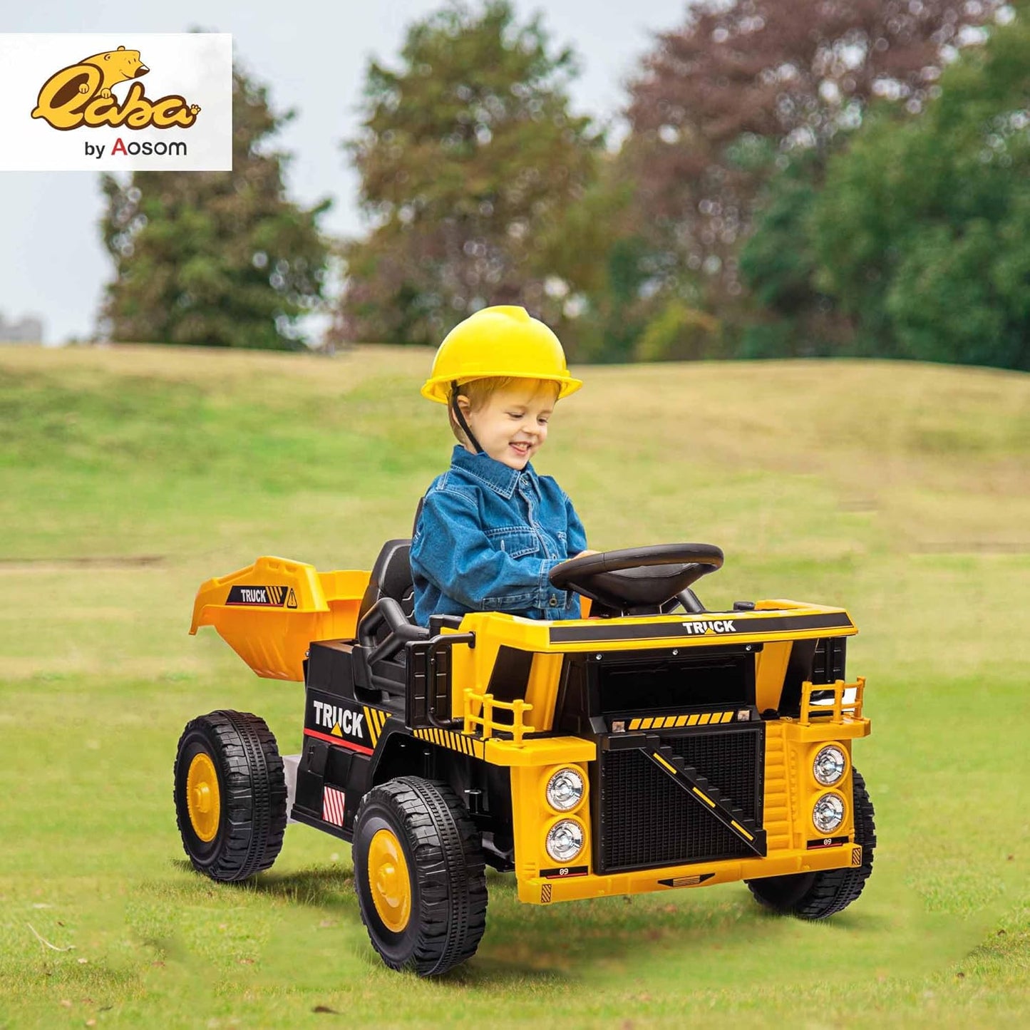 (New Open Box) Kids Ride On Dump Truck, 12V Ride on Car Construction Vehicle with Electric Dump Bed