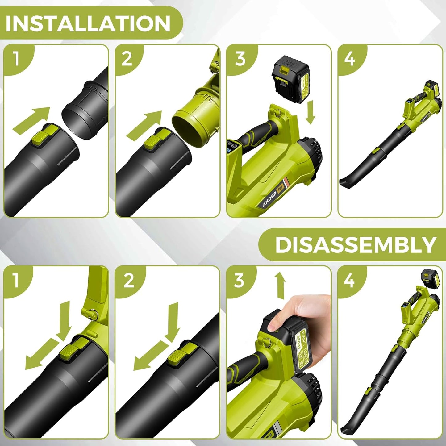 (Brand New) Akobr Cordless Leaf Blower, 540CFM/170MPH Electric Leaf Blower