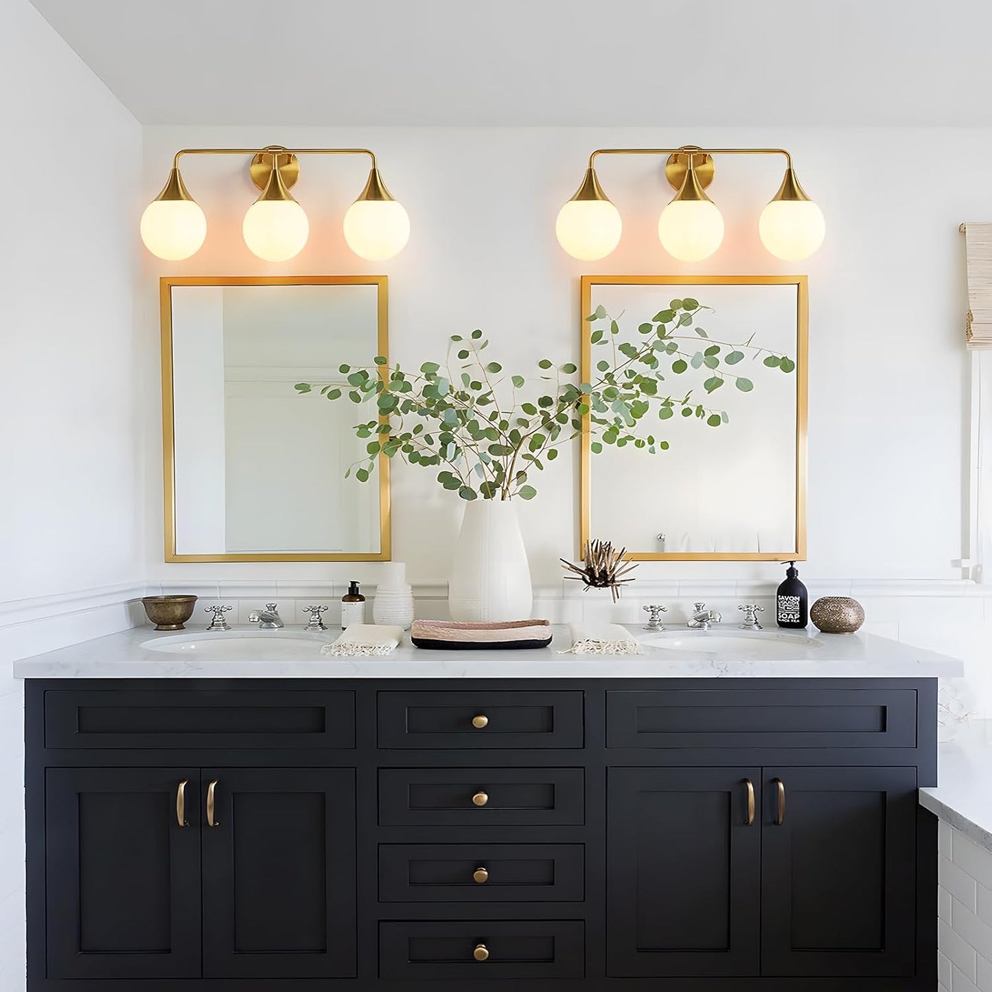 (New Open Box) HAHZT Bathroom Vanity Light Fixtures: 3-Light Mid Century Modern Bathroom Lighting