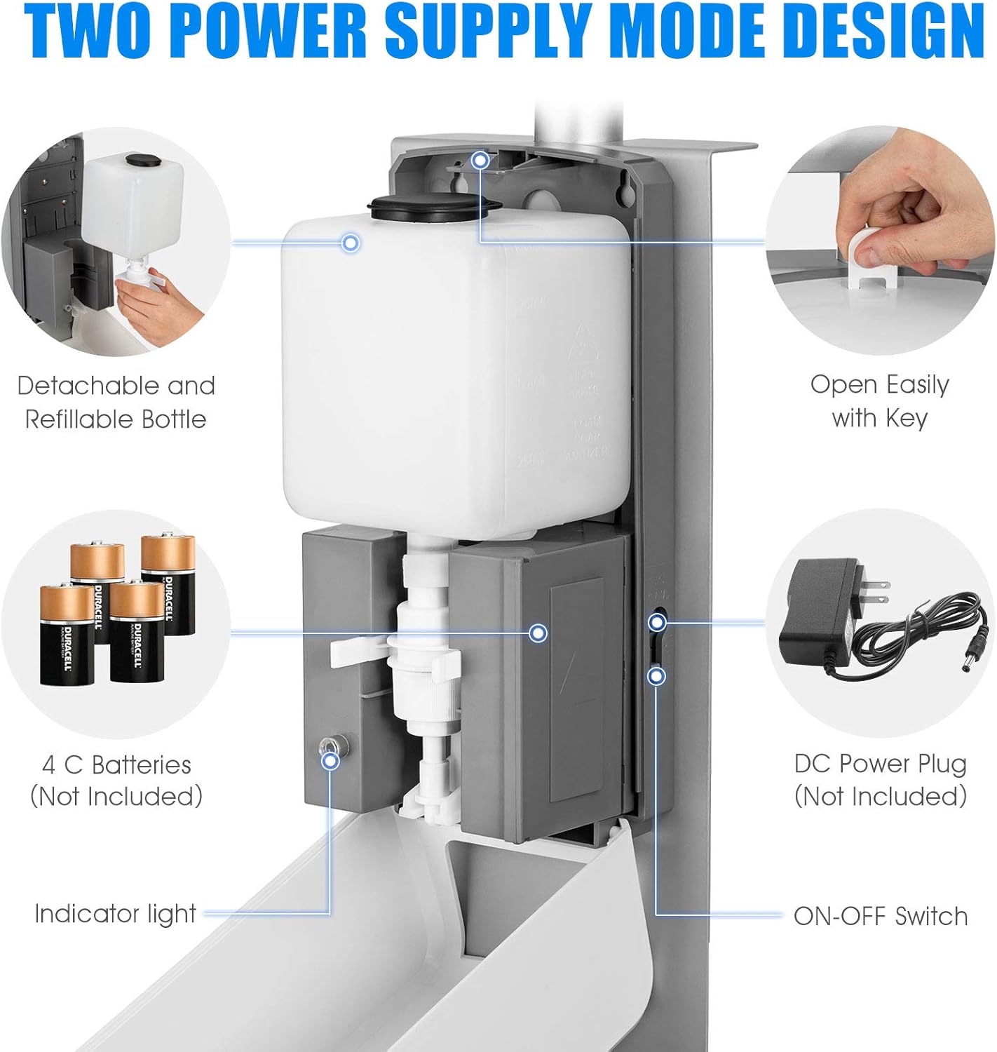 (New Open Box) Automatic Hand Sanitizer Dispenser with Floor Stand, Adjustable Induction Soap Dispenser,