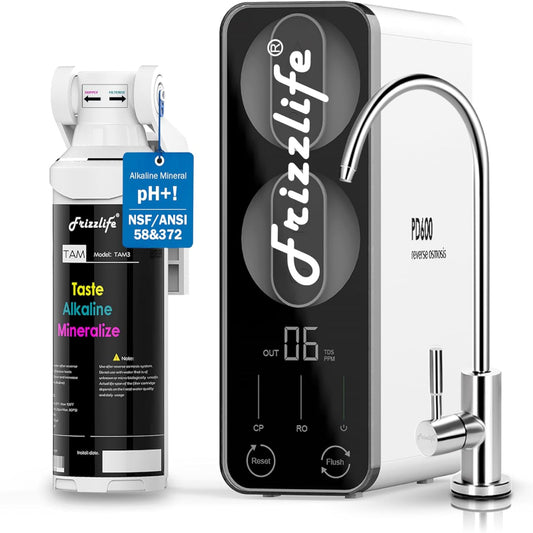 (New Open Box) Frizzlife 600 GPD Tankless Reverse Osmosis Water System With Alkaline & Remineralization, PD600-TAM3