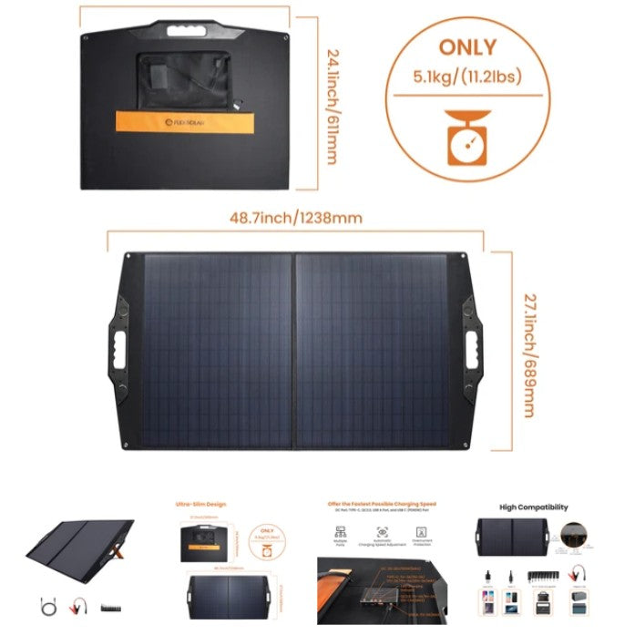 (Excellent) FlexSolar C100 Foldable Solar Panel Charger | 100W • Portable Solar Power
