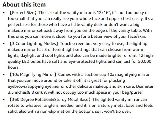 (New Open Box) Hansong Vanity Mirror with Lights Makeup Mirror with Lights 12 Dimmable Bulbs