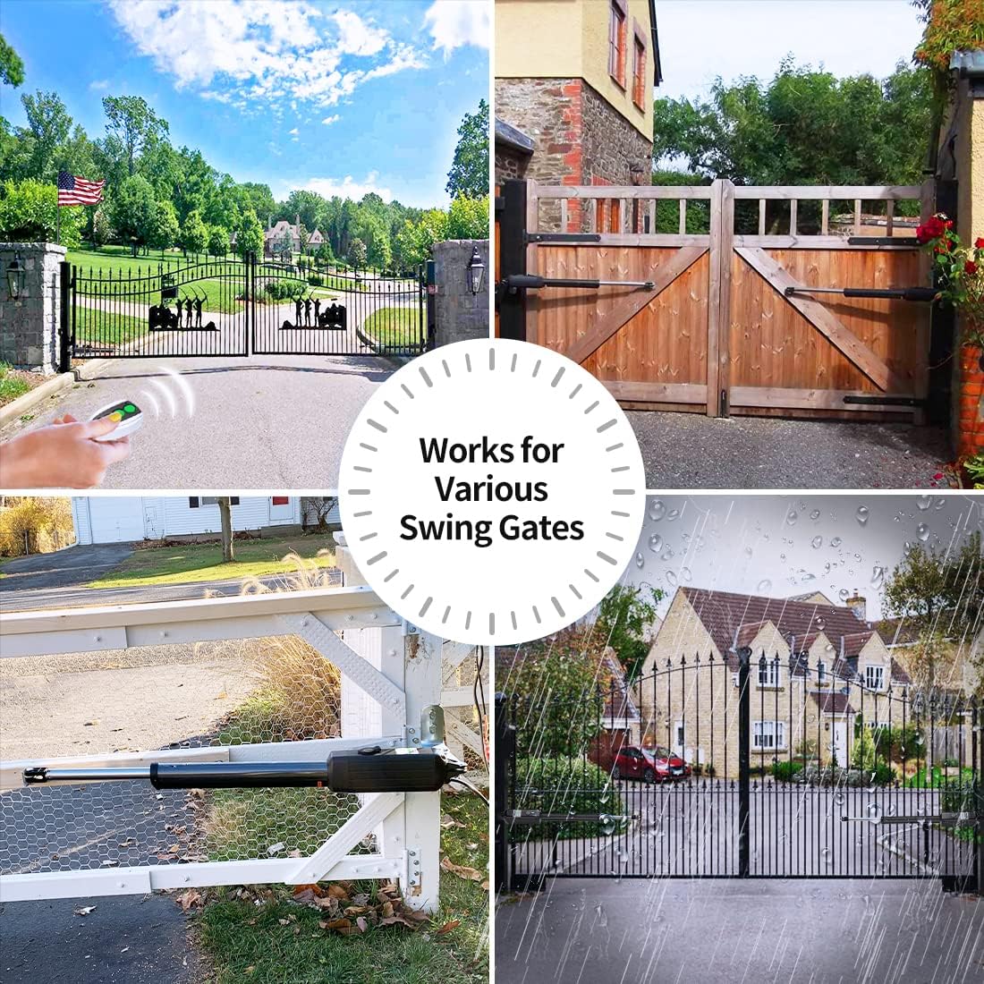 (Excellent) TOPENS PW502 Automatic Gate Opener for Medium Duty Dual Swing Gates Up to 16ft per Arm, Dual Swing Gate Operator AC Powered with Remote Control Kit Gate Motor Solar Compatible