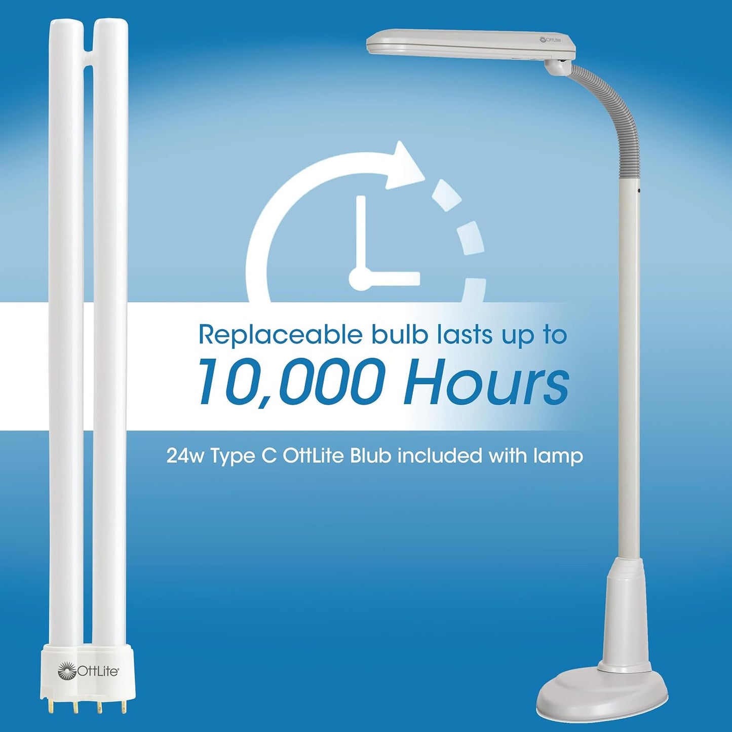 (New OPen Box)  OttLite Craft Plus Standing Floor Lamp | Adjustable Gooseneck • 24W Natural Daylight - HB-054