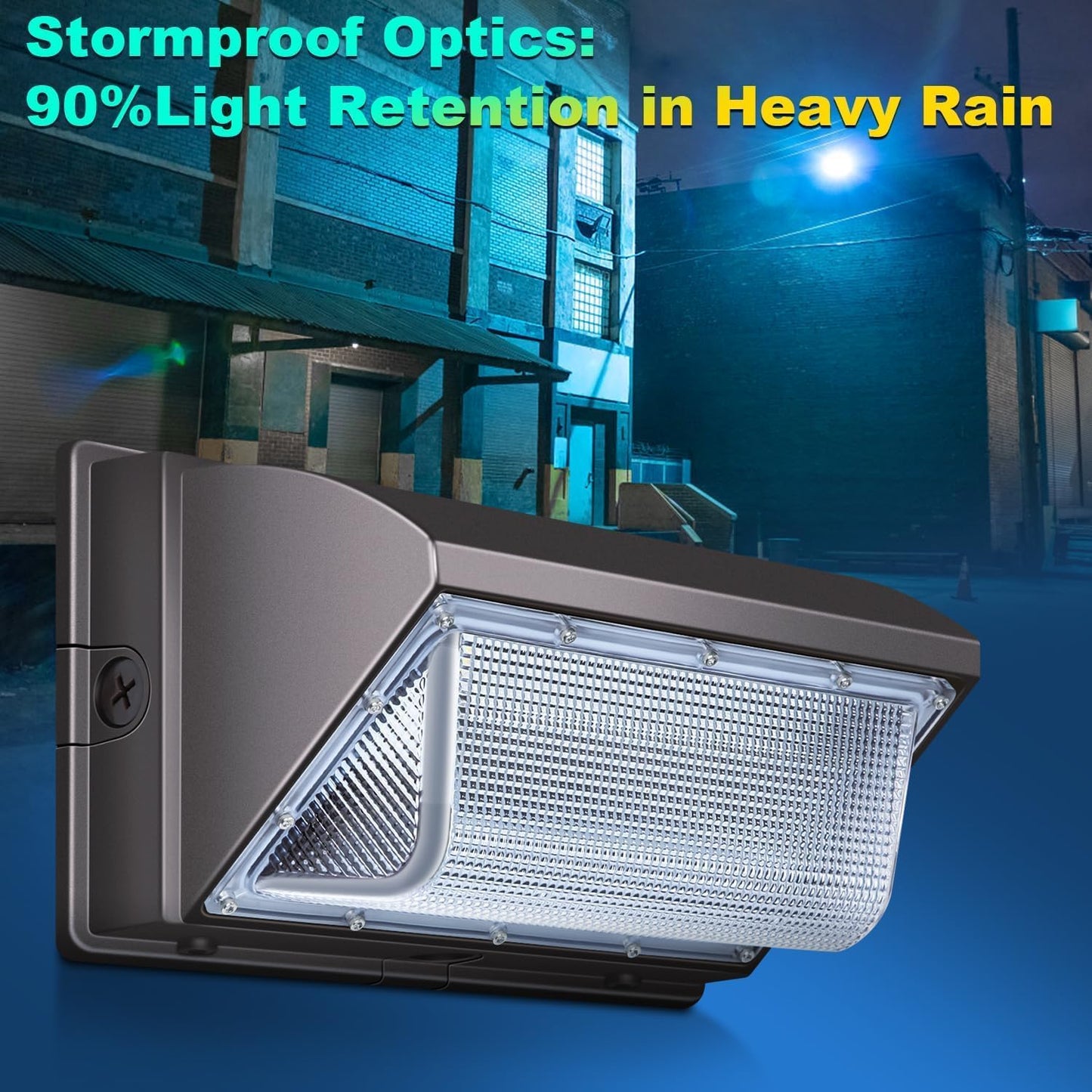 (New Open Box) ledmo LED 120W Wall Pack Light with Photocell, Dusk to Dawn Outdoor Commercial Security Light-4Pack