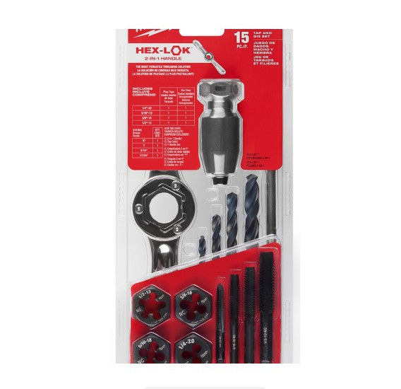 (Brand New) Milwaukee Tool SAE Tap and Die Set with HEX-LOK 2-in-1 Handle (15-Piece)