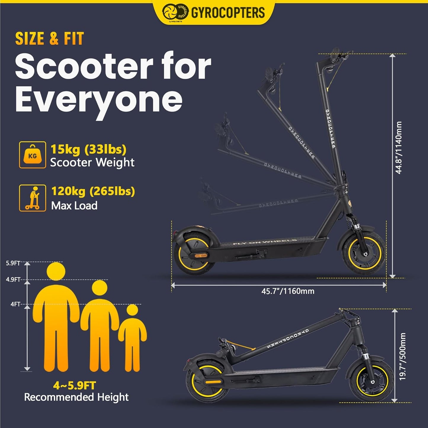 (Excellent) Gyrocopters Flash Pro Max Portable Electric Scooter for Adults Speed 30km/h Long Range up to 40 Kms with 500W Powerful Brushless Motor, Solid 10” Tires, Suspension | App-Enabled E Scooter