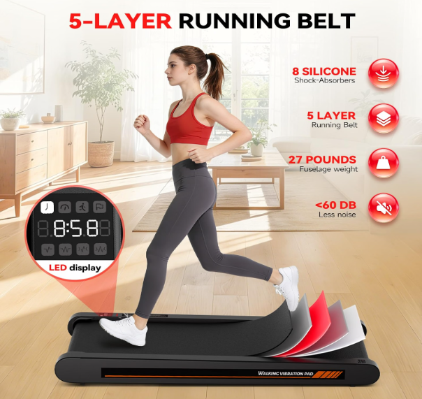 (New Open Box) Freepi Walking Pad,Under Desk Vibration Treadmill,3 in 1 Vibration Plate Exercise Machine,Portable Treadmill for Home