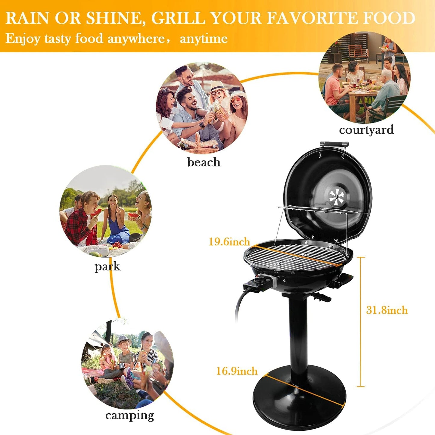(New Open Box) Electric BBQ Grill, Techwood 15-Serving Indoor/Outdoor Electric Grill for Indoor & Outdoor