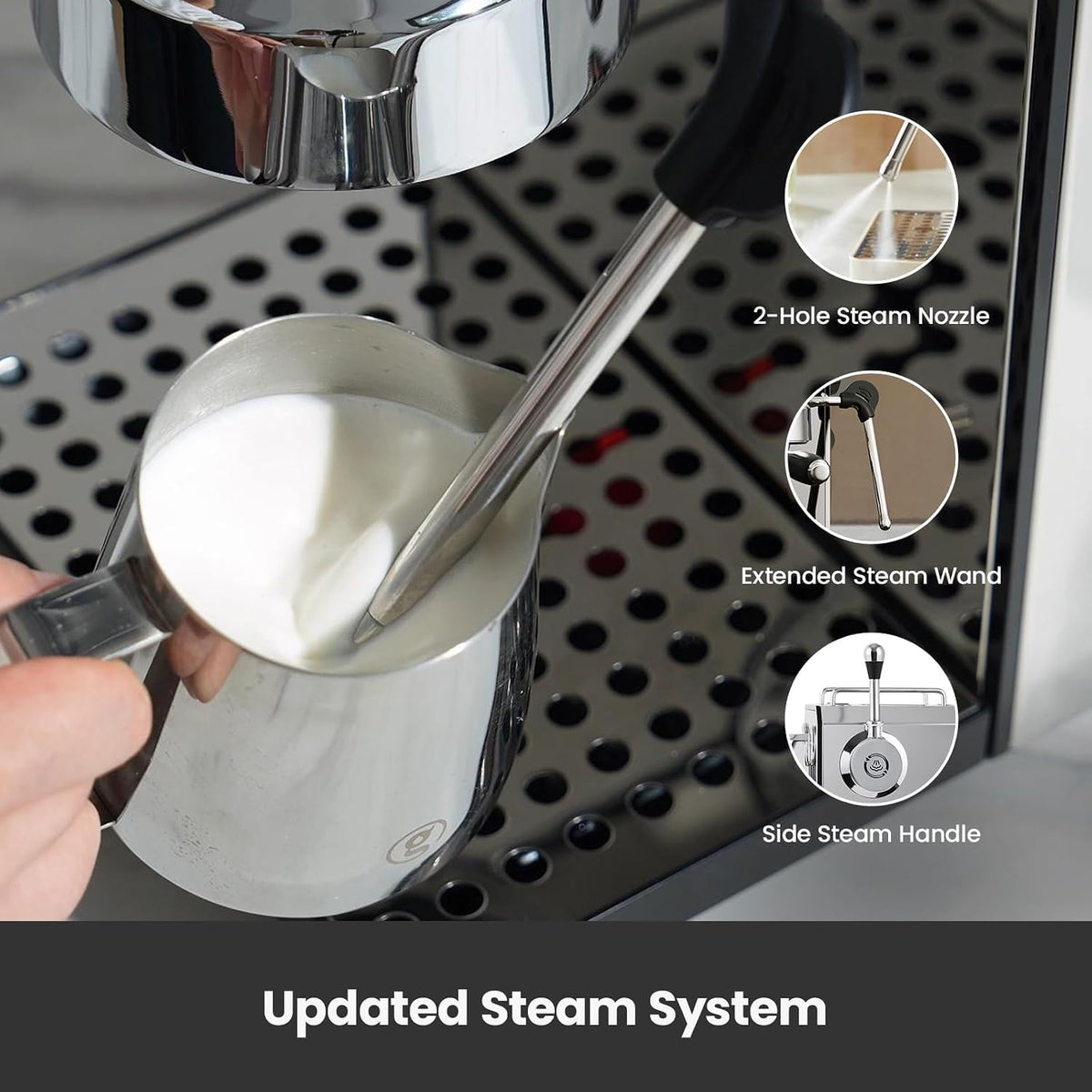 (New Open Box) Gemilai Owl Espresso Machine G3006 – 15 Bar | Semi-Automatic with Milk Frother