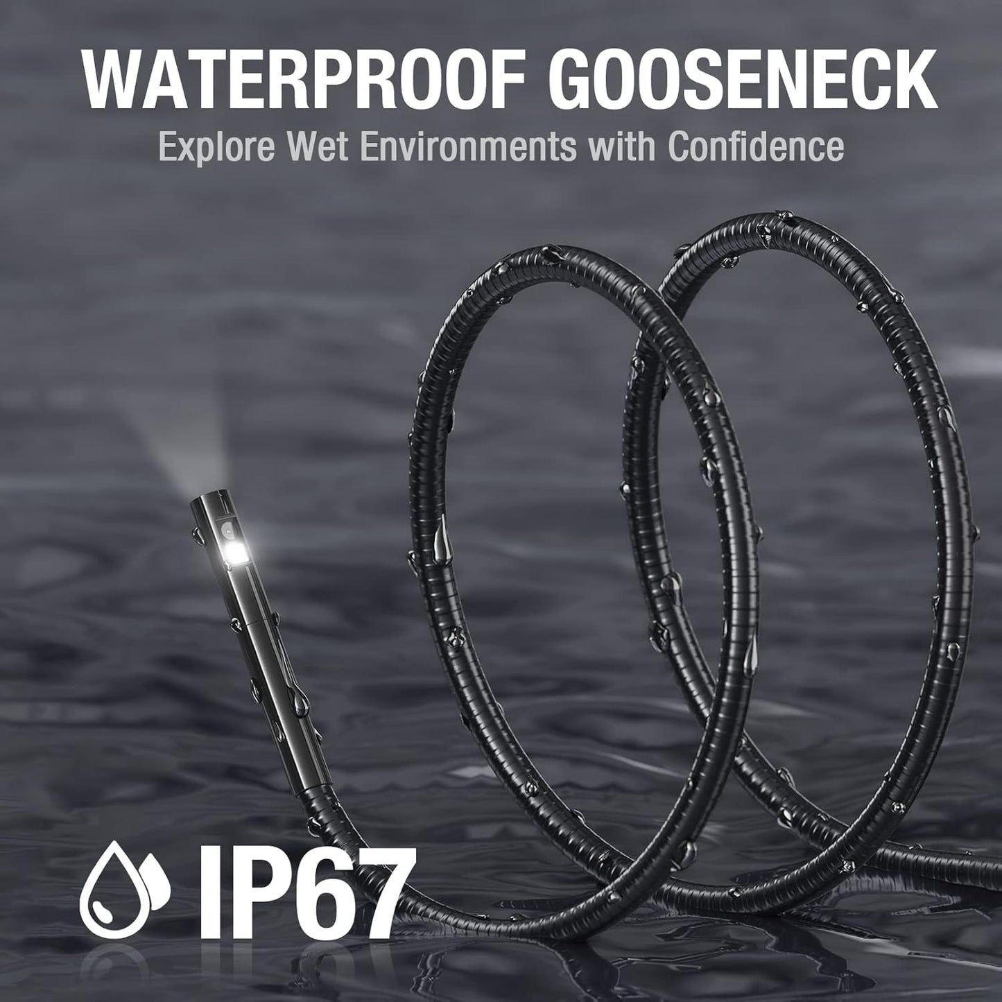 (New Open Box) Teslong NTS500 Dual Lens Endoscope with Light, 5" Monitor Industrial Borescope Waterproof Inspection Camera with 0.21in Front & Side-View Double Lens, 9.8FT Probe, 5inch IPS LCD Screen & Carrying Case