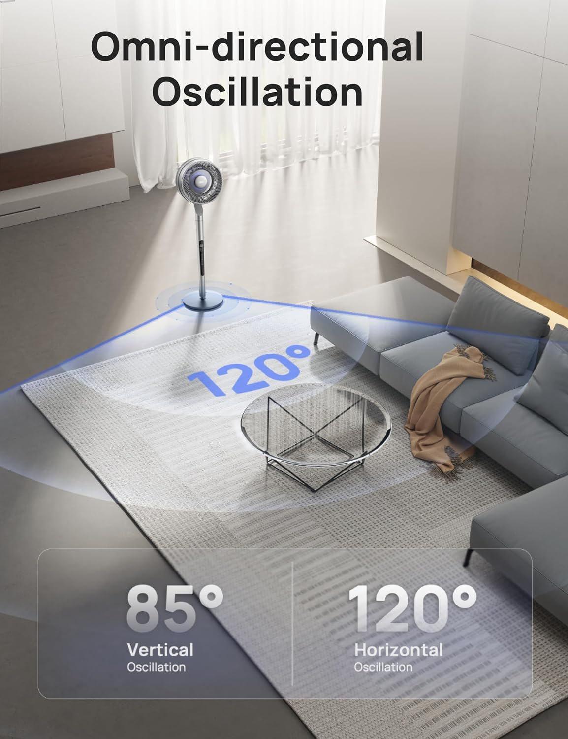 (New Open Box)  DREO PolyFan 715S Smart Pedestal Fan – 40–44" Adjustable | Wi-Fi & Voice Control