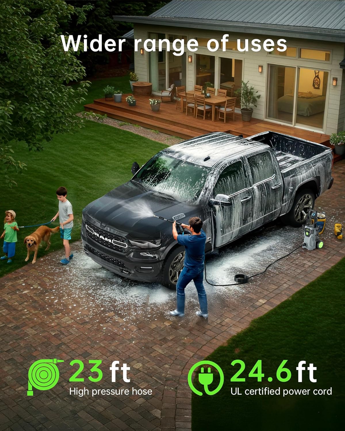 Pressure Washer, Power Washer with Foam Cannon 4500PSI 2.8 GPM Max Electric Pressure Washer