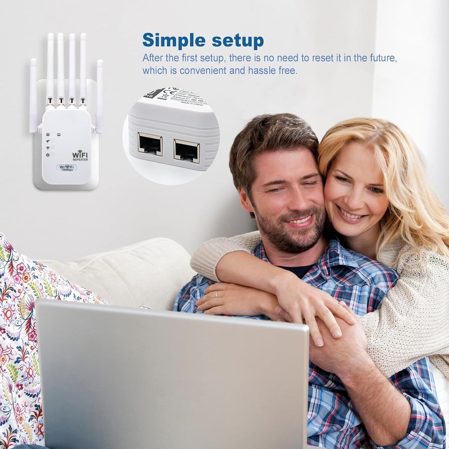 (New Open Box) WiFi Extender Signal Booster | 1200Mbps Dual Band • Ethernet Port • Covers 10,000 sq. ft.