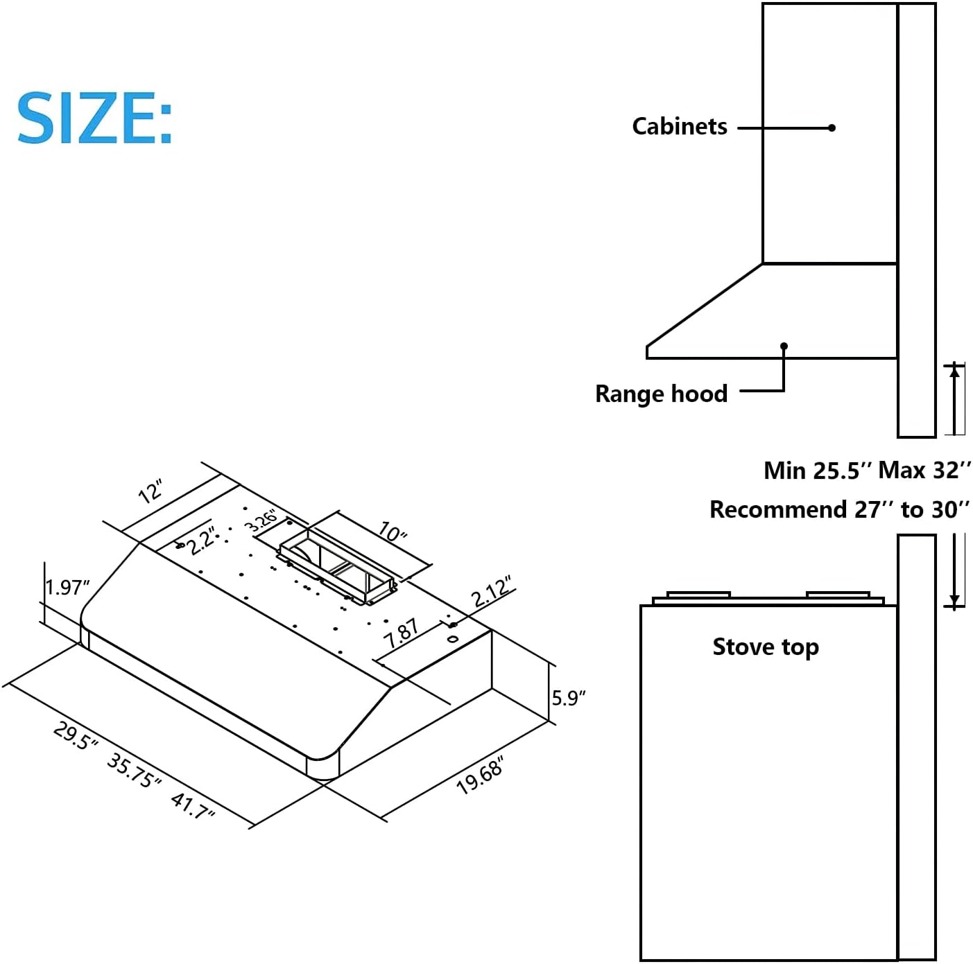 (New Open Box) IKTCH 30 Inch Under Cabinet Range Hood with 900-CFM, 4 Speed Gesture (IKC01-30)