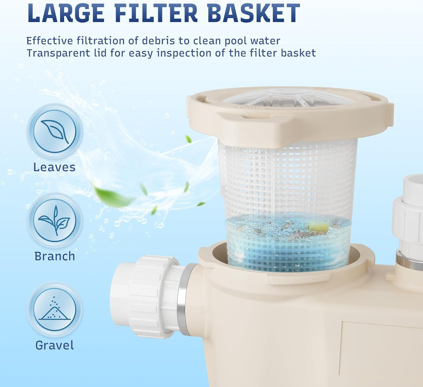 (New Open Box) LINGXIAO 1.5 HP Pool Pump, 6815 GPH High Flow Self Priming, 115V/230V, Low Noise, Above/Ground with Filter Basket, 2"/1.5" Fittings